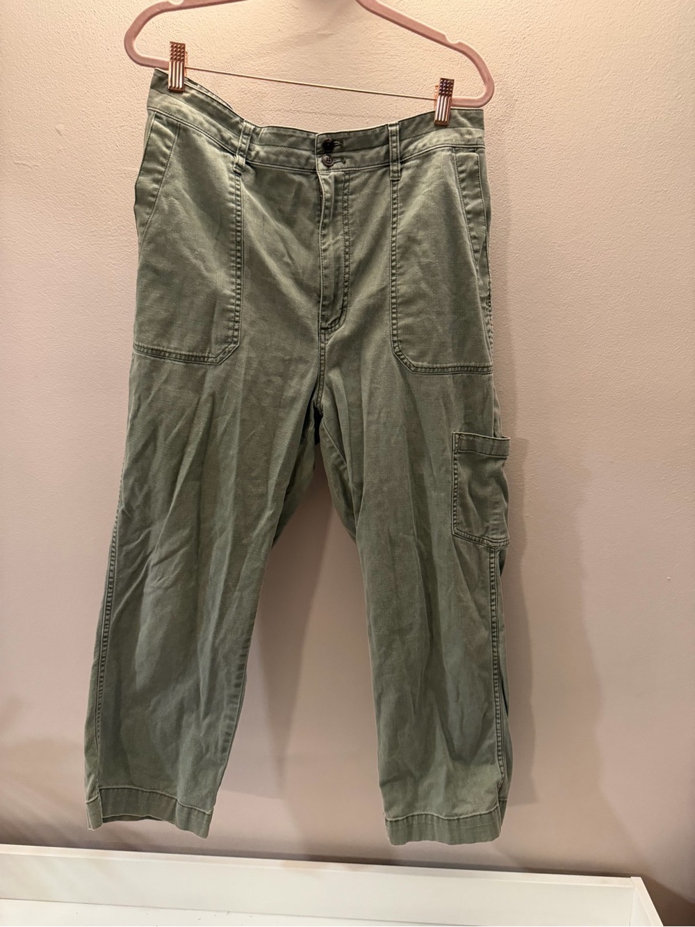 Madewell Women Sage Green Utility Fatigue Pants Straight Leg Carpenter Size 32